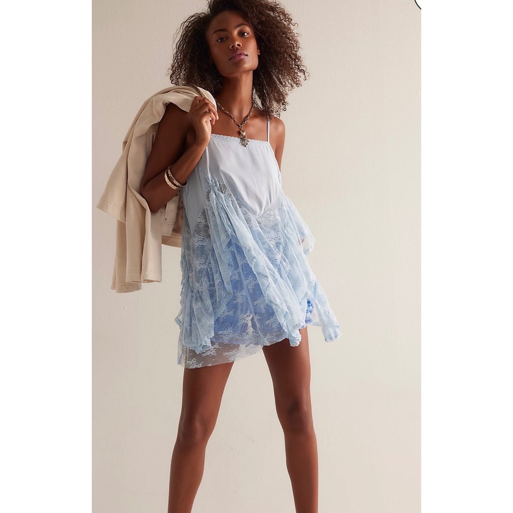 Intimately Free People Sunday Candy Mini Slip Dress in Skyride XS